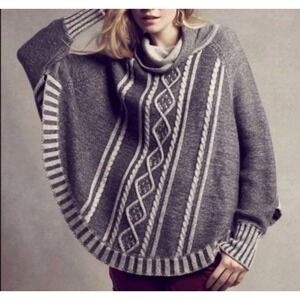 Yoon Sweater Poncho Womens XS/S Gray Wool Cashmere Blend Cowl Neck Cape Pullover